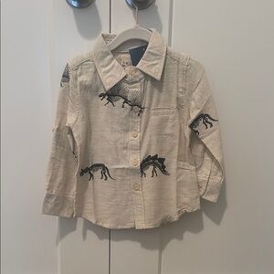 Kids Dinosaur Print Shirt - Cream